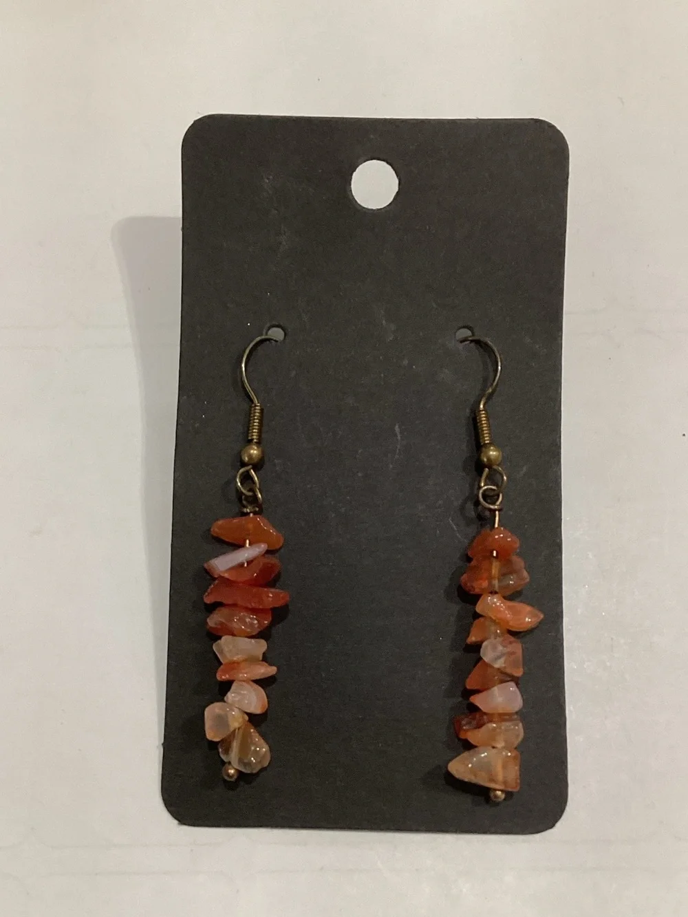 Handmade Orange Chip Stone Dangle Earrings